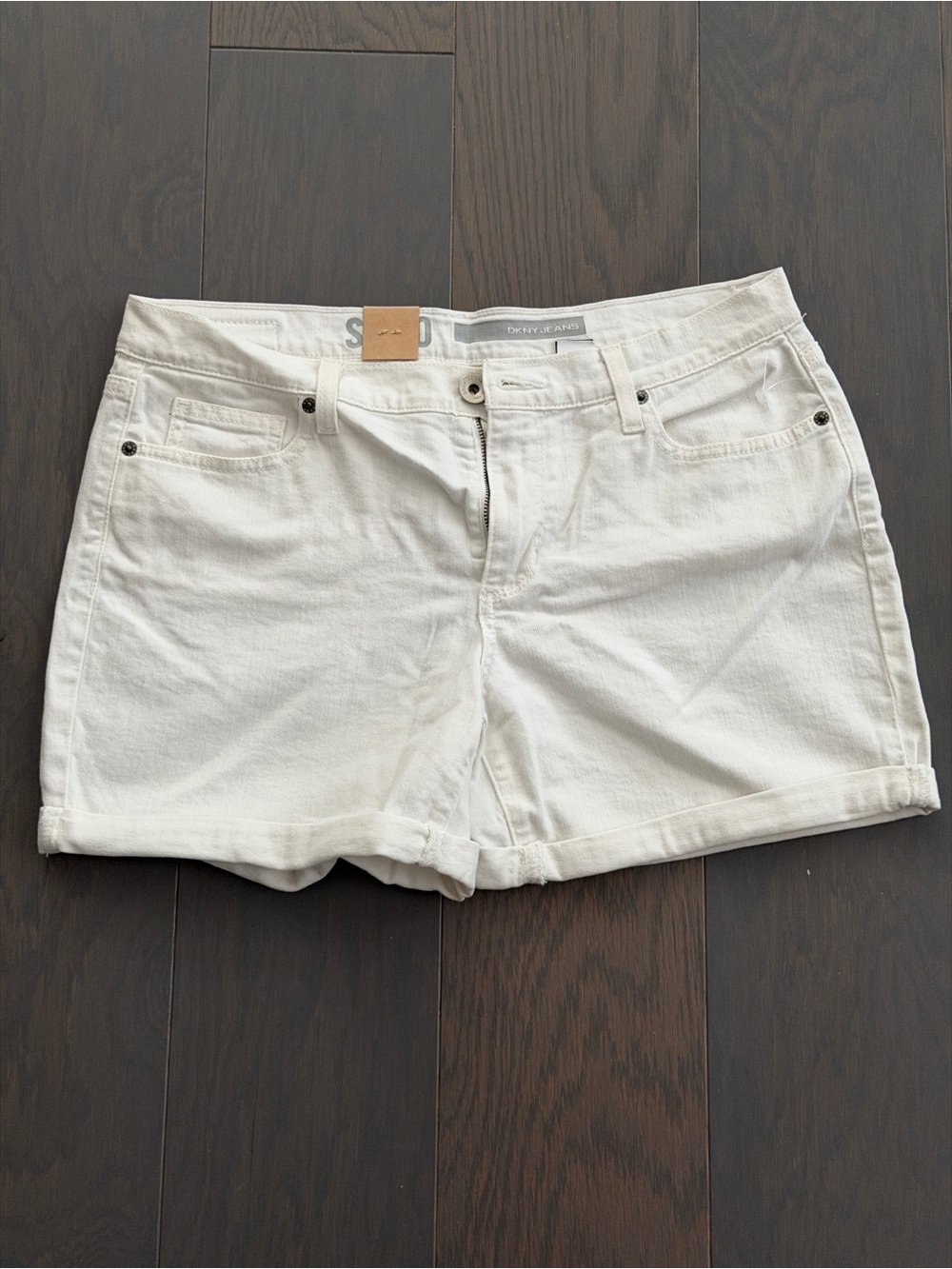 NWT DKNY White Denim Roll-Cuff Women's Shorts Sz 10